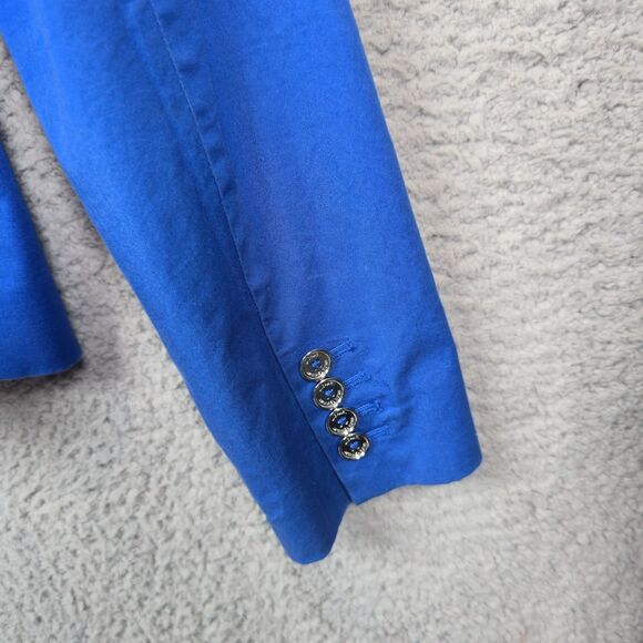 Michael Kors Women Blazer Jacket 14 Blue Zip Pocket Fitted Trendy Stretch - Picture 9 of 12